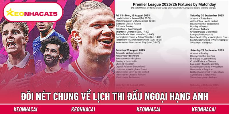 Khái quát lịch thi đấu Ngoại hạng Anh