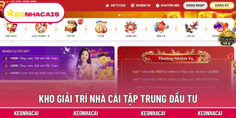 Kho giải trí nhà cái tập trung đầu tư