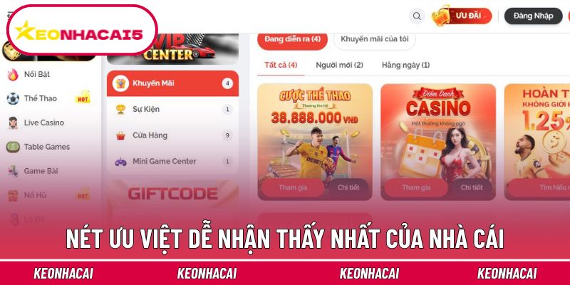Nét ưu việt dễ nhận thấy nhất của nhà cái