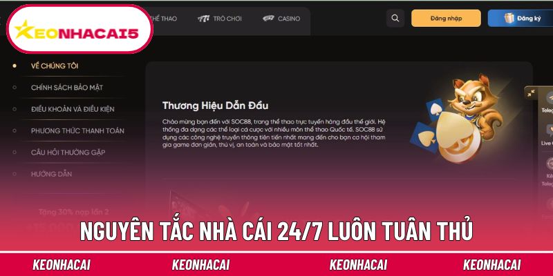 Soc88 - Nhà Cái Cam Kết Chất Lượng Hàng Đầu Châu Á 4 Nguyên tắc nhà cái 24/7 luôn tuân thủ